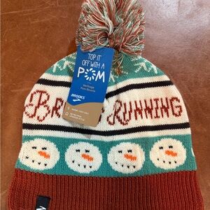 Brooks Kids' Snowman Pom Beanie - Brown and Green